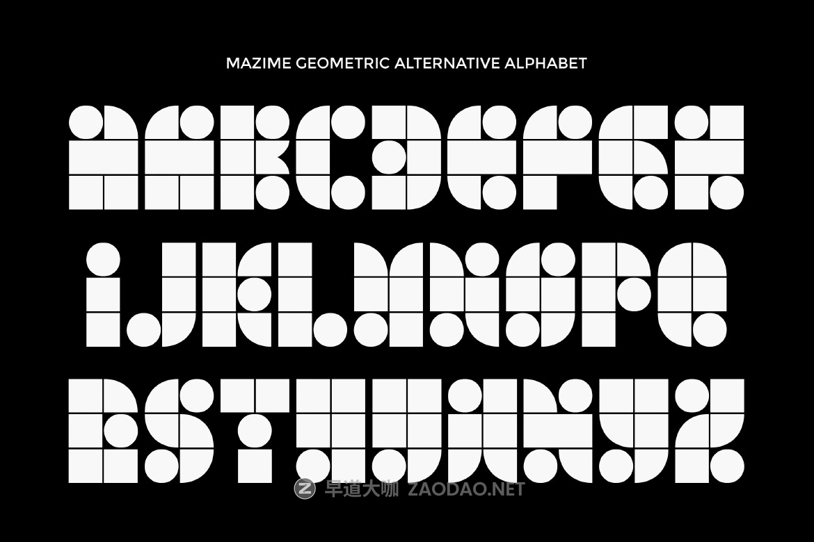 现代极简几何状品牌海报徽标设计装饰英文字体安装包 Display Mazime Font插图8 现代极简几何状品牌海报徽标设计装饰英文字体安装包 Display Mazime Font插图8