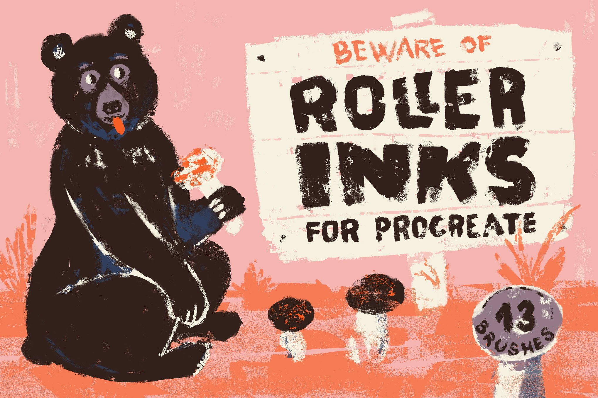 13款粗糙水墨墨水绘画效果procreate笔刷画笔设计素材 Roller Inks for Procreate特色图 13款粗糙水墨墨水绘画效果procreate笔刷画笔设计素材 Roller Inks for Procreate