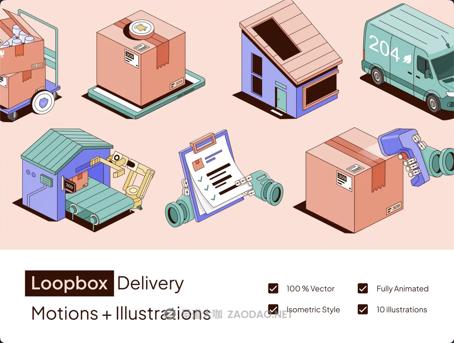 10组智能物流仓库货物送货配送快递包裹追踪插画动画MP4视频素材 Loopbox – Animated Delivery Illustrations Set插图 10组智能物流仓库货物送货配送快递包裹追踪插画动画MP4视频素材 Loopbox – Animated Delivery Illustrations Set插图