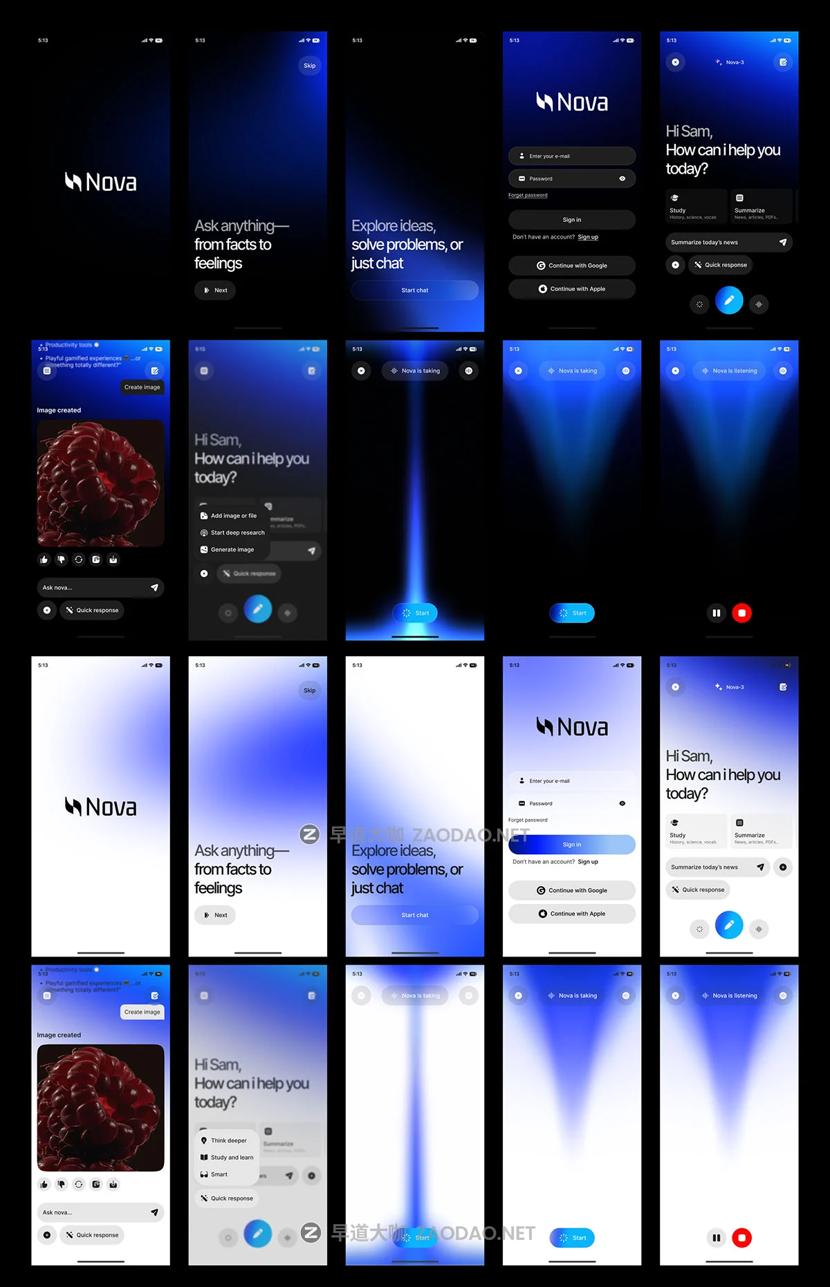 72屏双配色AI智能语音图片生成手机移动应用程序app ui界面设计figma模板 Nova – AI Assistant App插图6 72屏双配色AI智能语音图片生成手机移动应用程序app ui界面设计figma模板 Nova – AI Assistant App插图6