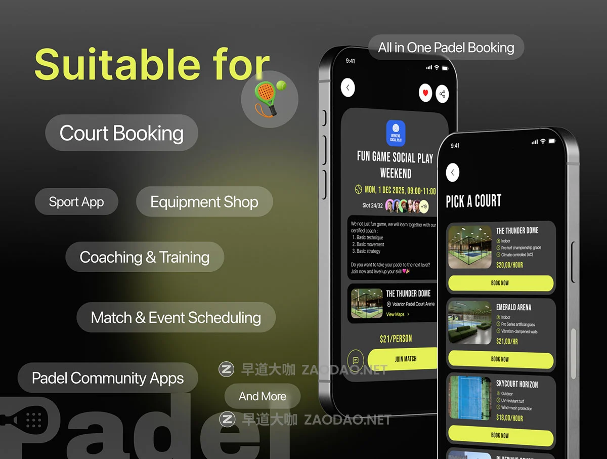 90+屏高级体育锻炼运动设施装备服装场地教练课程预定购买app应用程序ui界面设计figma模板 Padel Pro – Padel Booking & Shopping App UI Kit插图2 90+屏高级体育锻炼运动设施装备服装场地教练课程预定购买app应用程序ui界面设计figma模板 Padel Pro – Padel Booking & Shopping App UI Kit插图2