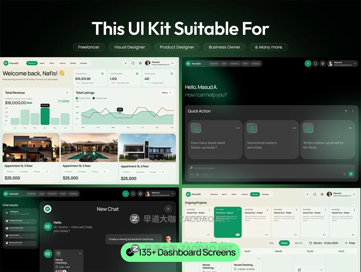 135屏AI智能房地产物业业绩销售数据房价管理仪表盘ui界面设计figma模板素材 HomeIQ – AI Real Estate Management UI Kit插图6 135屏AI智能房地产物业业绩销售数据房价管理仪表盘ui界面设计figma模板素材 HomeIQ – AI Real Estate Management UI Kit插图6