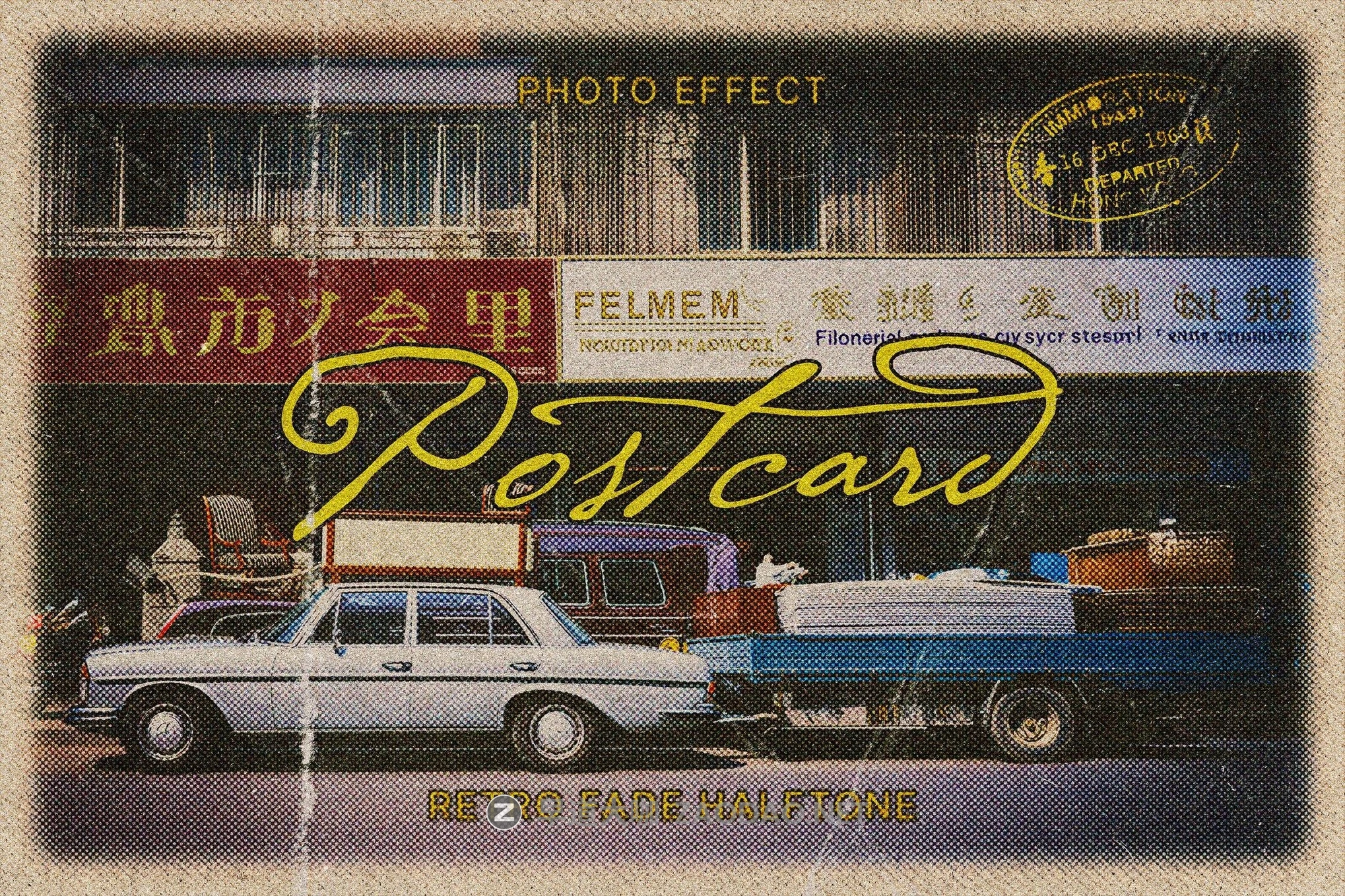 复古半调折痕灰尘照片效果ps特效滤镜样机 Retro Fade Postcard Photo Effect插图 复古半调折痕灰尘照片效果ps特效滤镜样机 Retro Fade Postcard Photo Effect插图