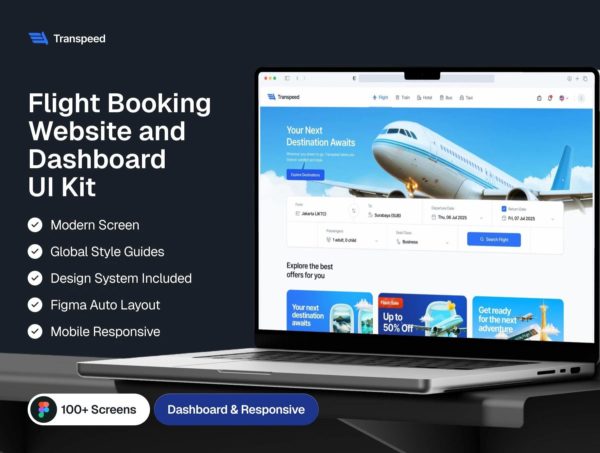 100+屏航班酒店火车巴士预订订票买票网站仪表盘ui界面设计figma模板套件 Transpeed – Flight Booking Website & Dashboard UI Kit特色图 100+屏航班酒店火车巴士预订订票买票网站仪表盘ui界面设计figma模板套件 Transpeed – Flight Booking Website & Dashboard UI Kit