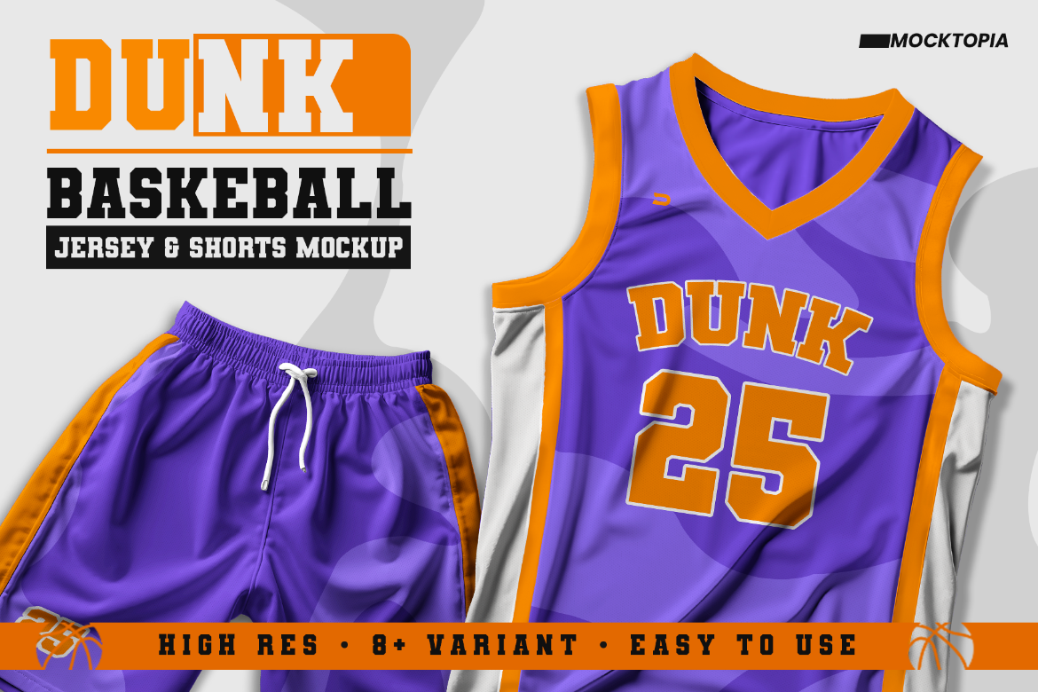 8款篮球足球体育球服队服品牌logo印花设计ps贴图展示效果图样机模板 Dunk – Basketball Jersey & Shorts Mockup PSD特色图 8款篮球足球体育球服队服品牌logo印花设计ps贴图展示效果图样机模板 Dunk – Basketball Jersey & Shorts Mockup PSD