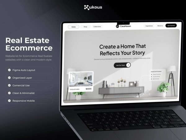 6屏响应式房地产房屋出售租赁中介网站ui界面设计figma模板套件 Casa Haven – Real Estate Ecommerce Website UI KIT特色图 6屏响应式房地产房屋出售租赁中介网站ui界面设计figma模板套件 Casa Haven – Real Estate Ecommerce Website UI KIT