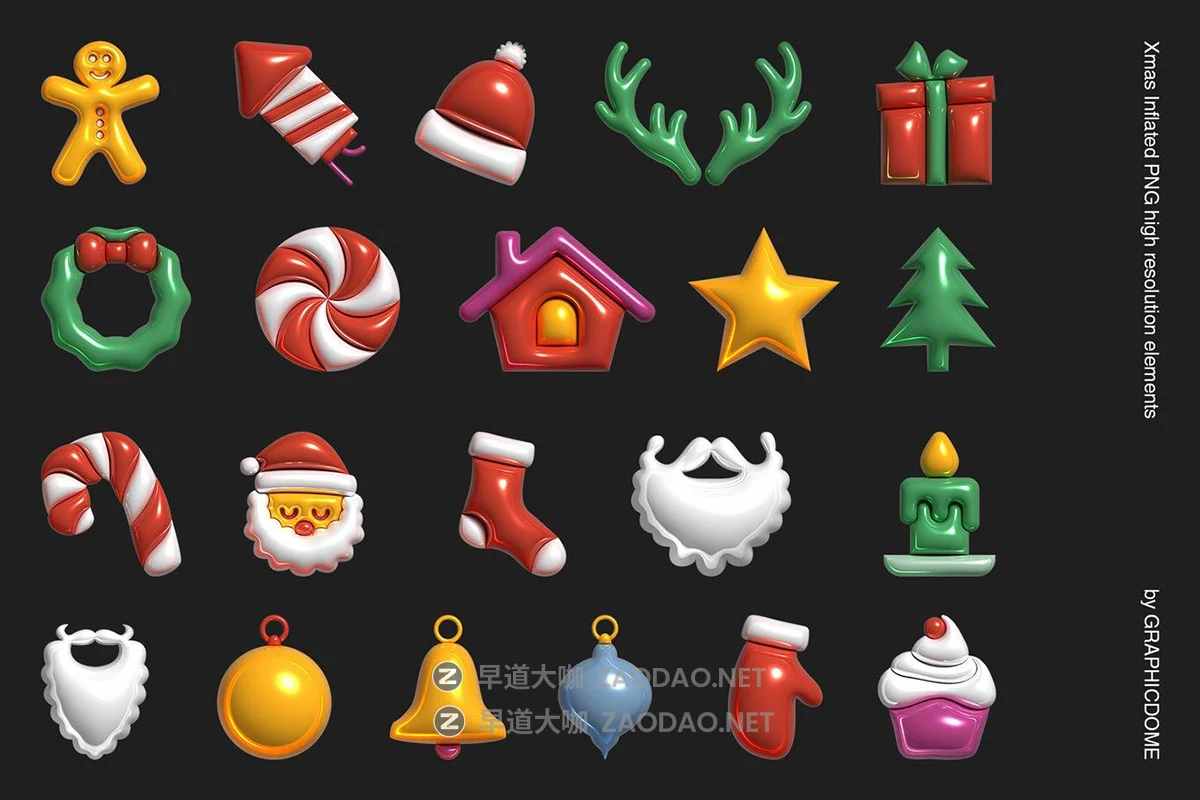 140款可爱创意圣诞节平安夜新年气球字母装饰图案3D立体png免抠图设计素材 Inflated Xmas PNG Elements插图14 140款可爱创意圣诞节平安夜新年气球字母装饰图案3D立体png免抠图设计素材 Inflated Xmas PNG Elements插图14