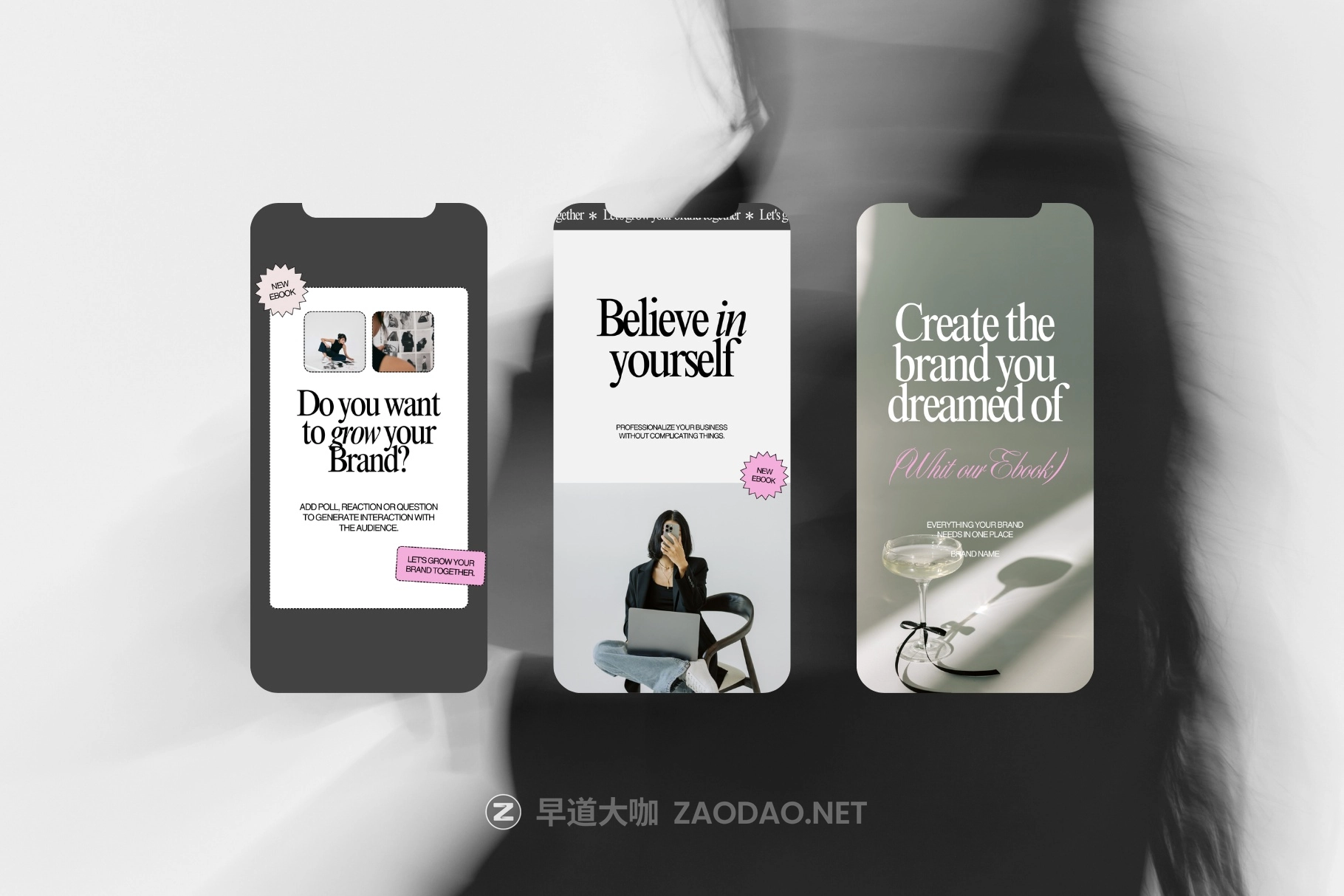 现代优雅ins风品牌推广公众号推文电商海报设计canva模版 Boss Girls Club – Template Kit插图1 现代优雅ins风品牌推广公众号推文电商海报设计canva模版 Boss Girls Club – Template Kit插图1