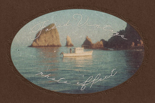 复古做旧划痕照片效果ps特效滤镜样机 Faded Vintage Postcard Photo Effect特色图 复古做旧划痕照片效果ps特效滤镜样机 Faded Vintage Postcard Photo Effect