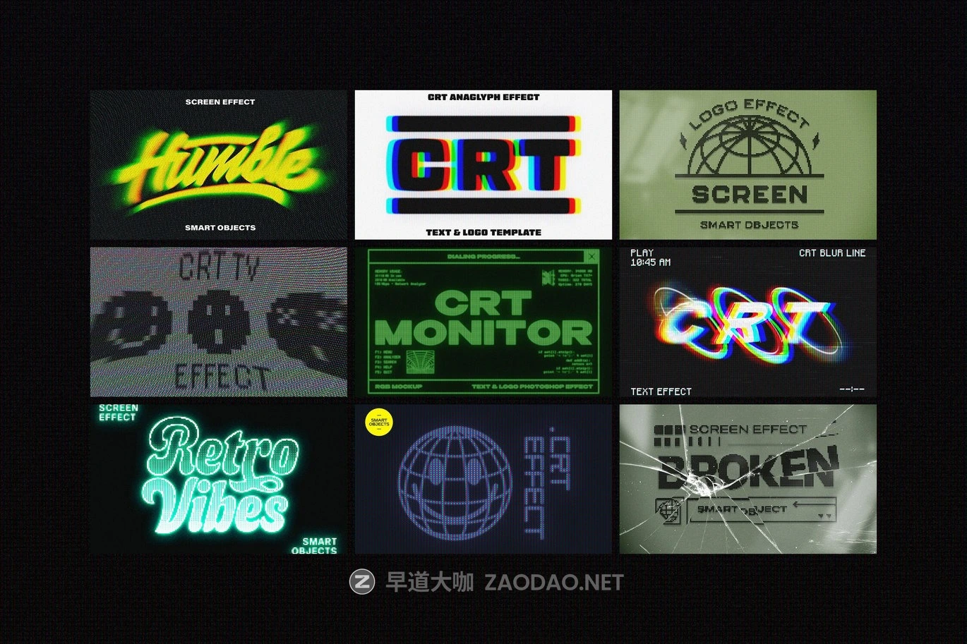 18组复古故障扭曲发光照片效果ps特效滤镜样机 Retro Screen Effects插图1 18组复古故障扭曲发光照片效果ps特效滤镜样机 Retro Screen Effects插图1
