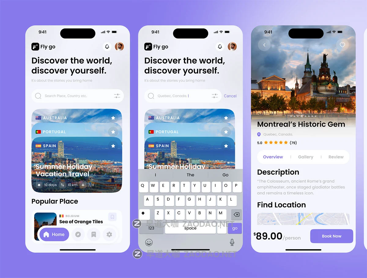40+屏旅游旅行航班机票酒店行程景点票务预订平台手机应用程序app ui界面设计套件 Fly Go – Travel Mobile App UI Kit插图3 40+屏旅游旅行航班机票酒店行程景点票务预订平台手机应用程序app ui界面设计套件 Fly Go – Travel Mobile App UI Kit插图3
