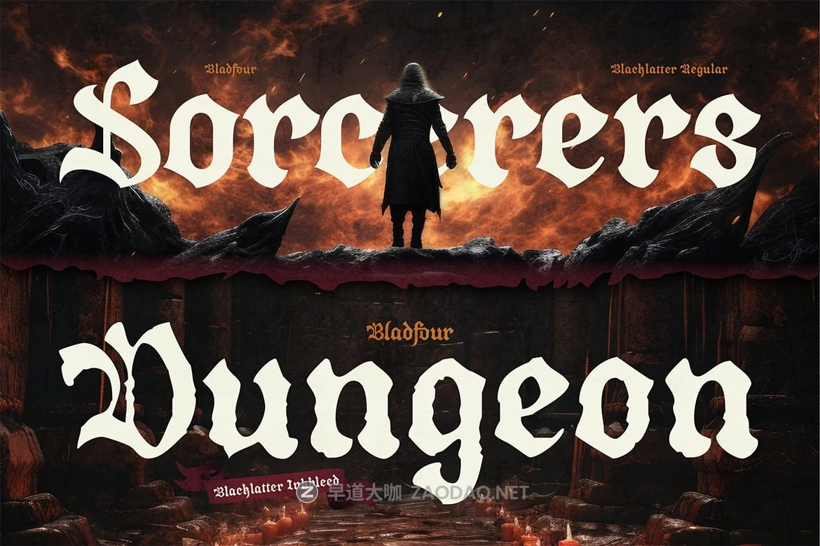 哥特式黑暗奇幻海报游戏电影标题设计装饰英文字体安装包 Bladfour插图4 哥特式黑暗奇幻海报游戏电影标题设计装饰英文字体安装包 Bladfour插图4