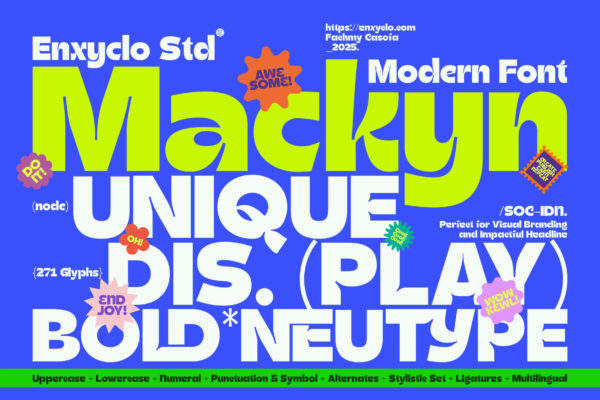 现代时尚品牌海报包装标题设计无衬线英文字体安装包 Mackyn特色图 现代时尚品牌海报包装标题设计无衬线英文字体安装包 Mackyn
