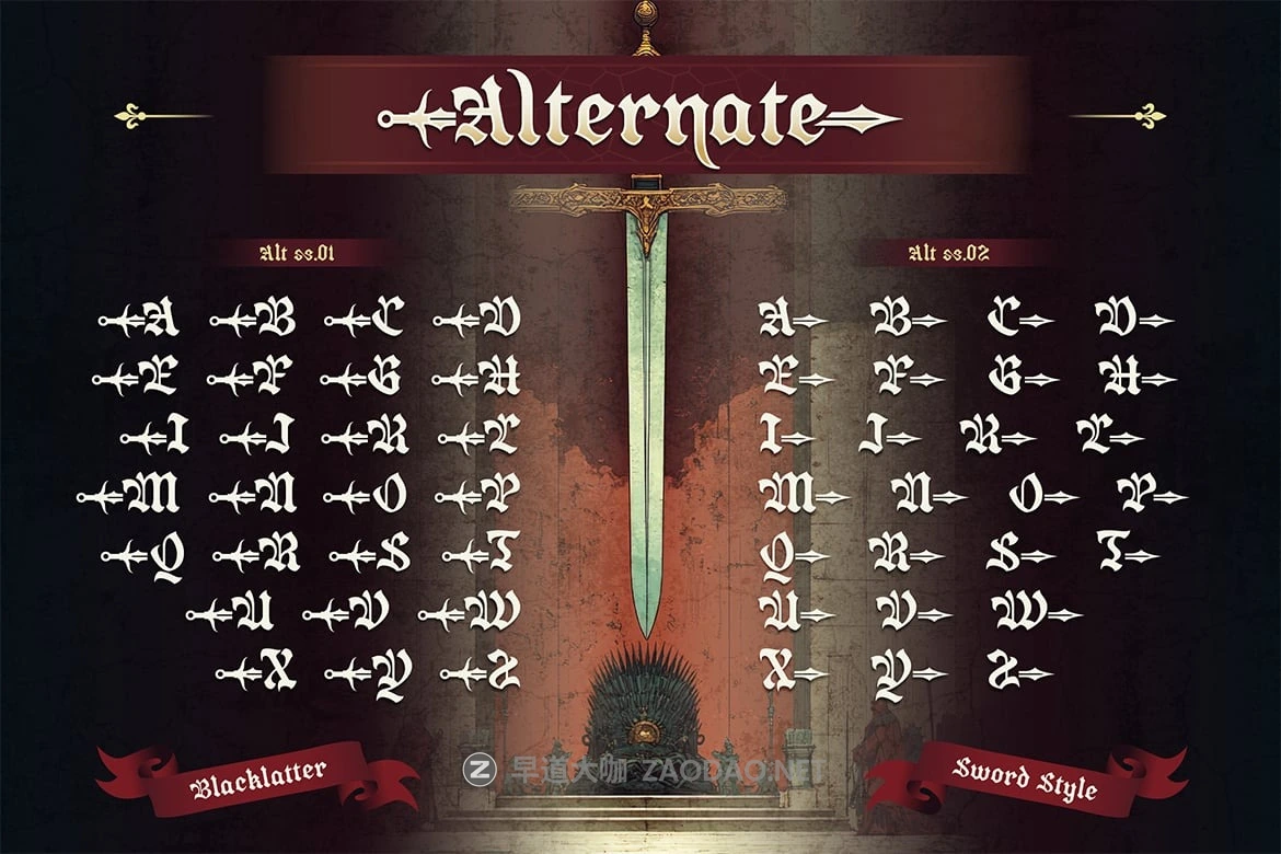 哥特式黑暗奇幻海报游戏电影标题设计装饰英文字体安装包 Bladfour插图7 哥特式黑暗奇幻海报游戏电影标题设计装饰英文字体安装包 Bladfour插图7