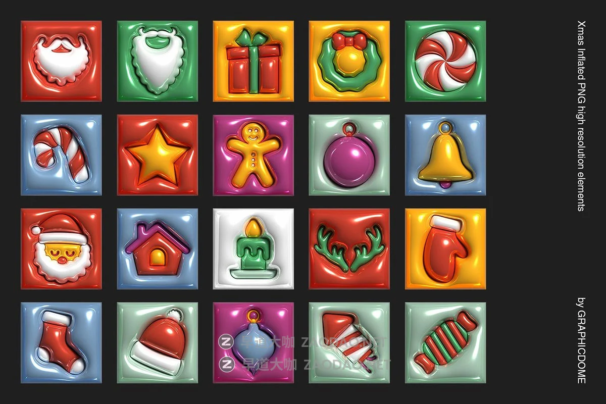 140款可爱创意圣诞节平安夜新年气球字母装饰图案3D立体png免抠图设计素材 Inflated Xmas PNG Elements插图11 140款可爱创意圣诞节平安夜新年气球字母装饰图案3D立体png免抠图设计素材 Inflated Xmas PNG Elements插图11