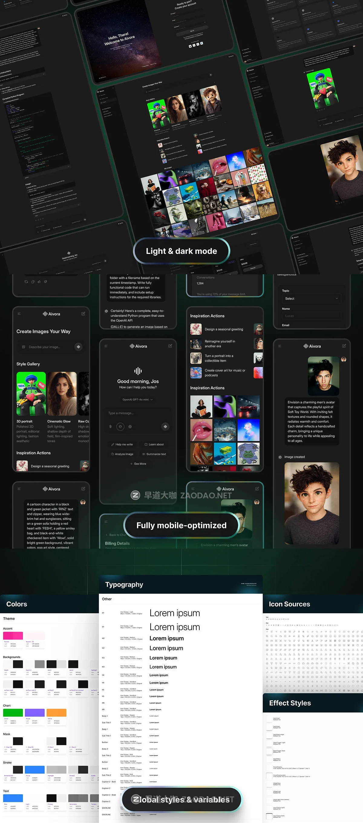 480屏响应式AI智能聊天机器人图像视频生成器app应用程序figma模板ui套件设计素材 AIVORA – AI Assistant Web App UI KIT插图11 480屏响应式AI智能聊天机器人图像视频生成器app应用程序figma模板ui套件设计素材 AIVORA – AI Assistant Web App UI KIT插图11