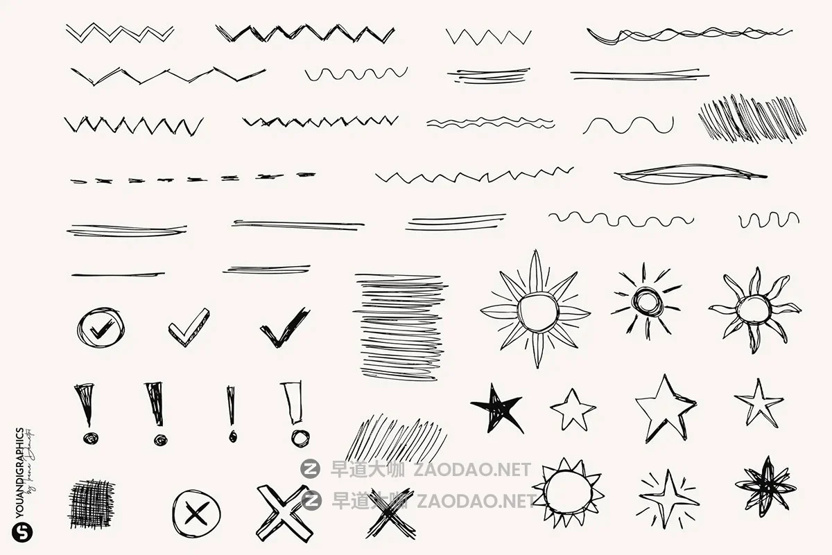 260款创意蜡笔钢笔马克笔乱涂潮流手绘涂鸦草图符号ai矢量素材 Analog Hand Drawn Elements Set插图10 260款创意蜡笔钢笔马克笔乱涂潮流手绘涂鸦草图符号ai矢量素材 Analog Hand Drawn Elements Set插图10
