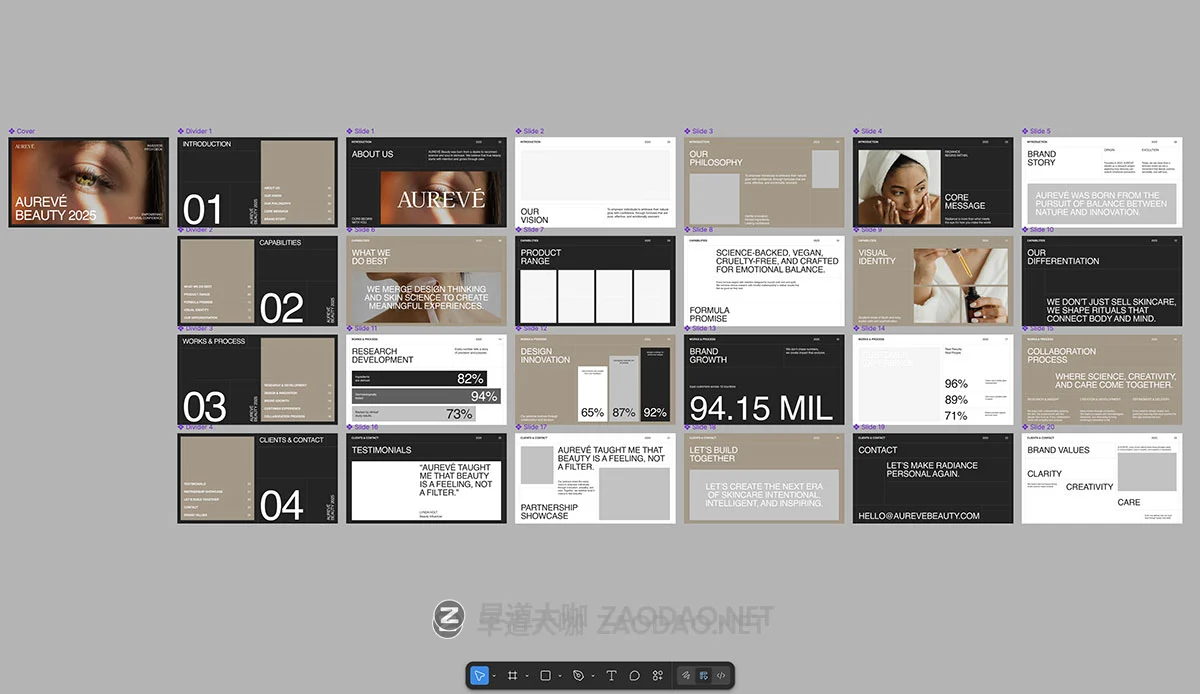 25页企业品牌营销介绍项目策划提案幻灯片设计figma/ppt模板素材 Aureve – Pitch Deck Kit插图6 25页企业品牌营销介绍项目策划提案幻灯片设计figma/ppt模板素材 Aureve – Pitch Deck Kit插图6