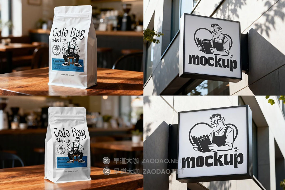 12款真实咖啡品牌vi设计包装袋纸杯菜单名牌标牌展示效果图psd样机 Cafe Branding Mockup插图1 12款真实咖啡品牌vi设计包装袋纸杯菜单名牌标牌展示效果图psd样机 Cafe Branding Mockup插图1