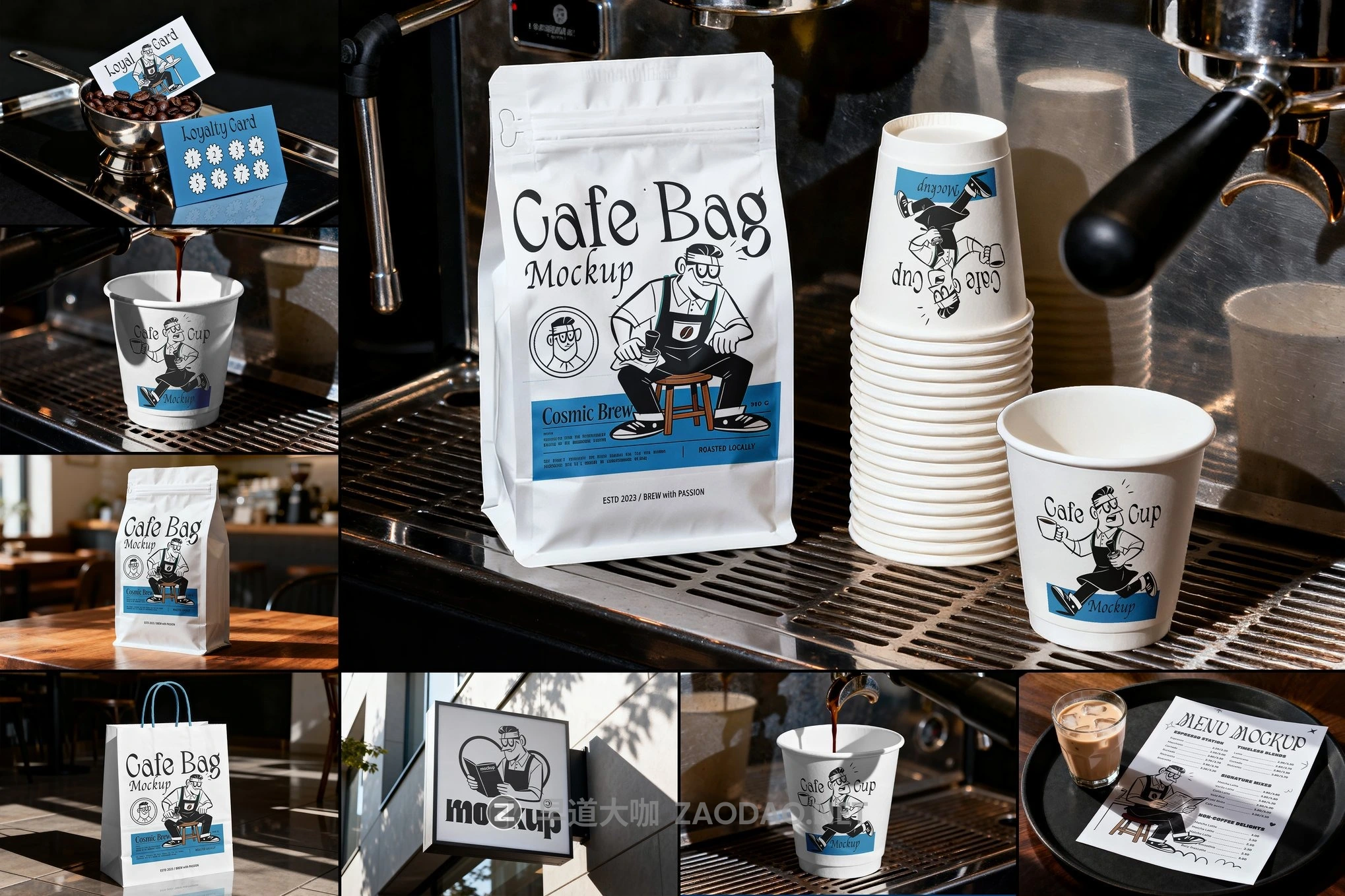 12款真实咖啡品牌vi设计包装袋纸杯菜单名牌标牌展示效果图psd样机 Cafe Branding Mockup插图 12款真实咖啡品牌vi设计包装袋纸杯菜单名牌标牌展示效果图psd样机 Cafe Branding Mockup插图
