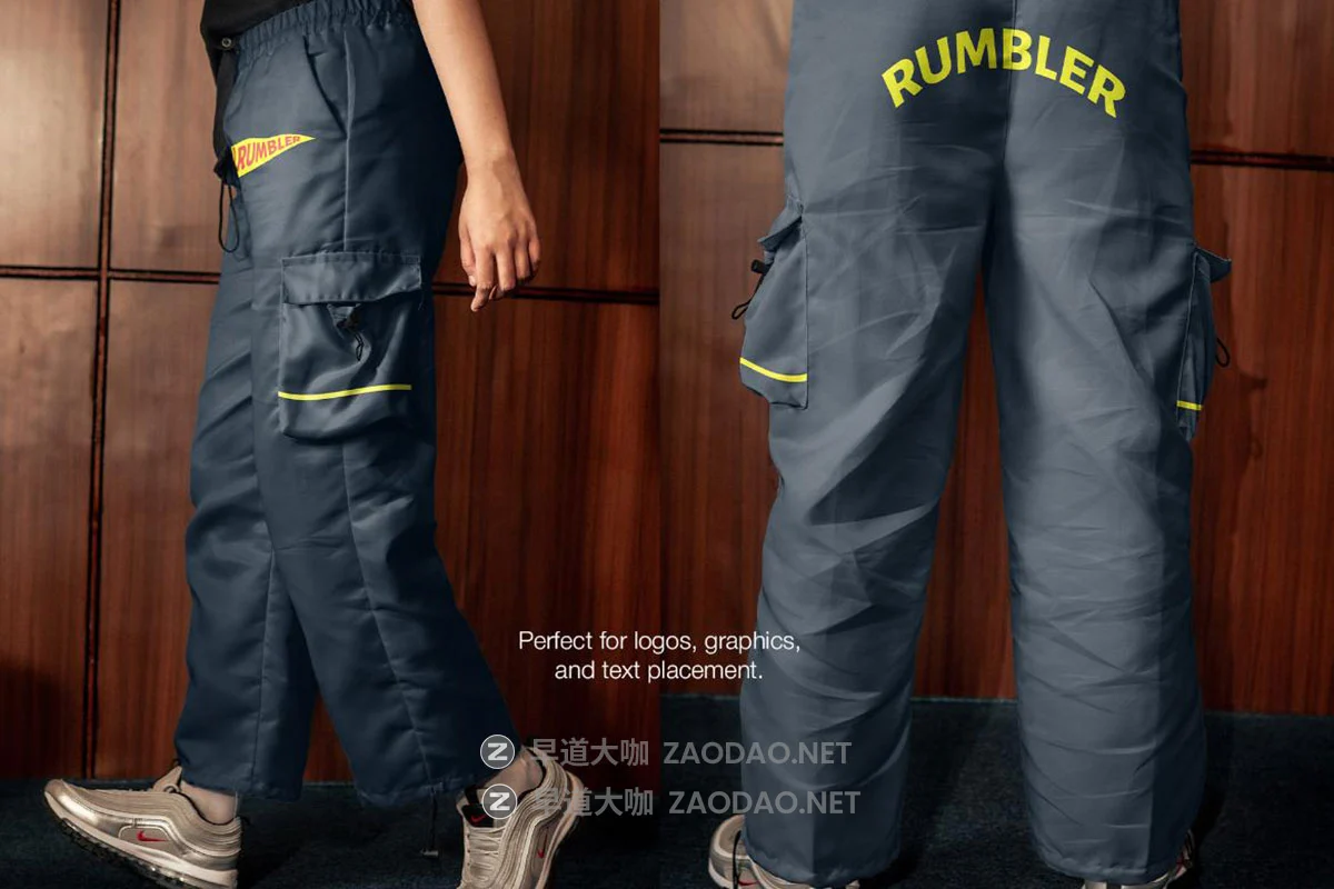5款街头艺术工装裤宽松裤子印花logo设计展示效果图psd样机模板 Cargo Pants Mockup (With Model)插图7 5款街头艺术工装裤宽松裤子印花logo设计展示效果图psd样机模板 Cargo Pants Mockup (With Model)插图7