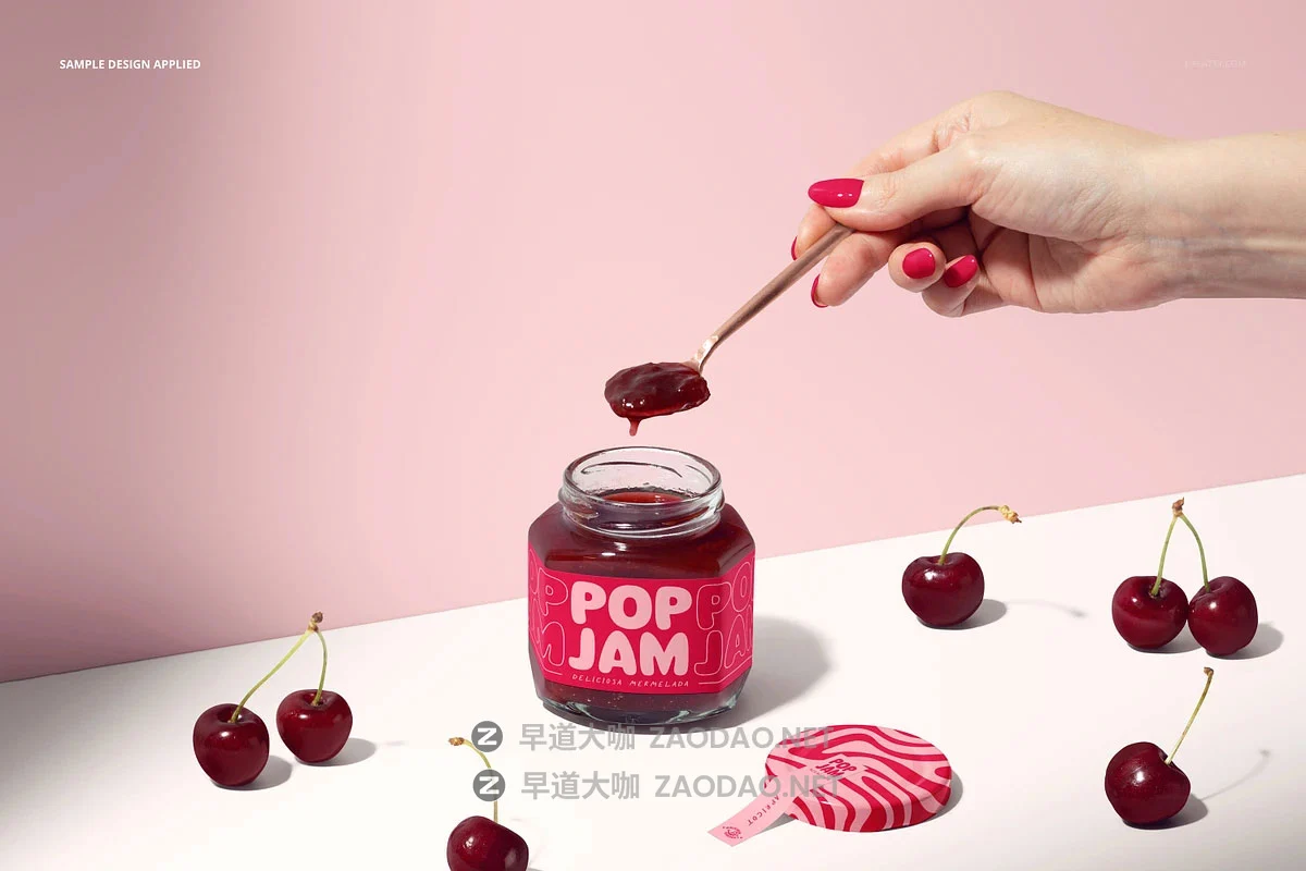 8款真实樱桃水果果酱饮料糖浆咸菜蜂蜜玻璃瓶标签设计ps展示效果图样机模板 Cherry Jam Jar Mockup by Creatsy插图9 8款真实樱桃水果果酱饮料糖浆咸菜蜂蜜玻璃瓶标签设计ps展示效果图样机模板 Cherry Jam Jar Mockup by Creatsy插图9