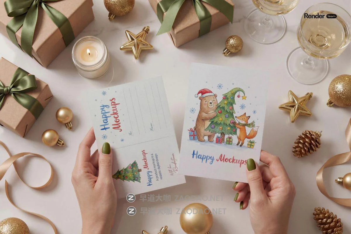 6款真实场景圣诞节新年节日生日贺卡卡片邀请函设计ps贴图样机模板 Christmas Card Mockup Set插图10 6款真实场景圣诞节新年节日生日贺卡卡片邀请函设计ps贴图样机模板 Christmas Card Mockup Set插图10