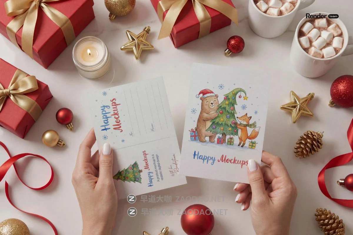 6款真实场景圣诞节新年节日生日贺卡卡片邀请函设计ps贴图样机模板 Christmas Card Mockup Set插图13 6款真实场景圣诞节新年节日生日贺卡卡片邀请函设计ps贴图样机模板 Christmas Card Mockup Set插图13