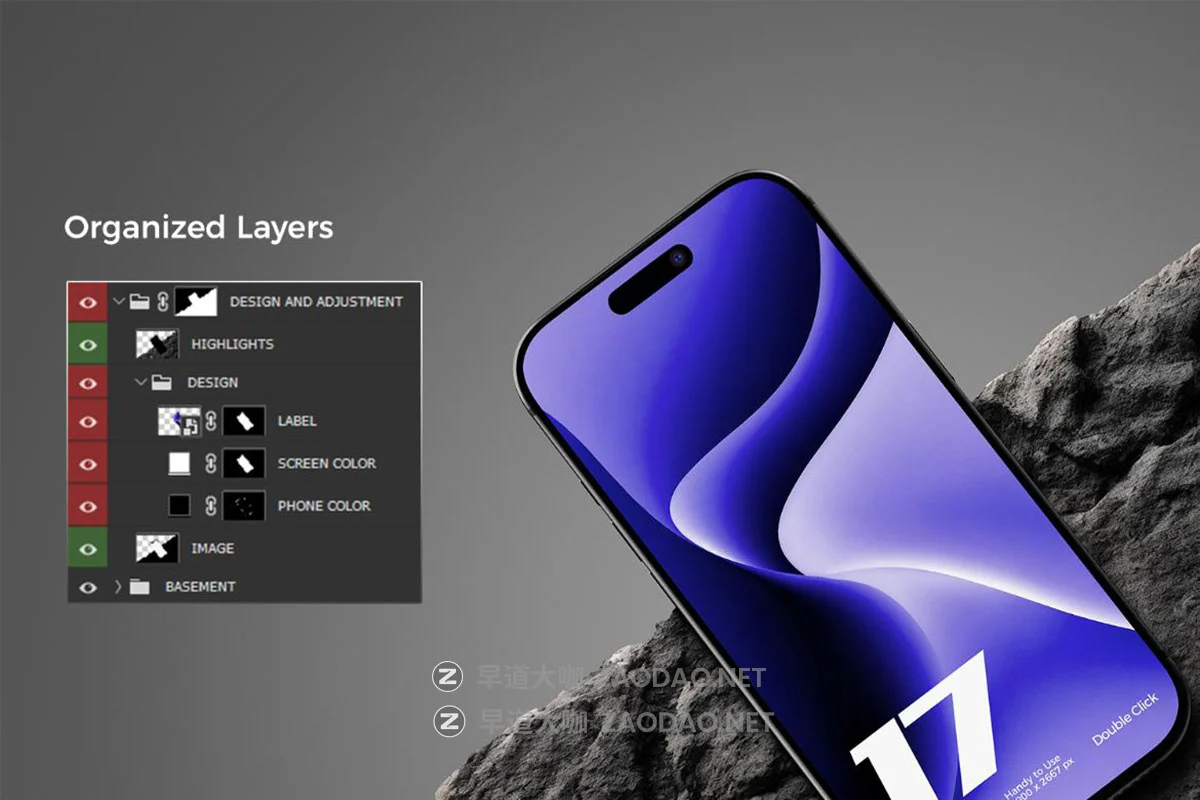 6款石头背景手机ui广告作品集设计苹果iPhone 17 Pro贴图psd样机模板 Dark Theme iPhone 17 Pro Mockup on Stone插图7 6款石头背景手机ui广告作品集设计苹果iPhone 17 Pro贴图psd样机模板 Dark Theme iPhone 17 Pro Mockup on Stone插图7