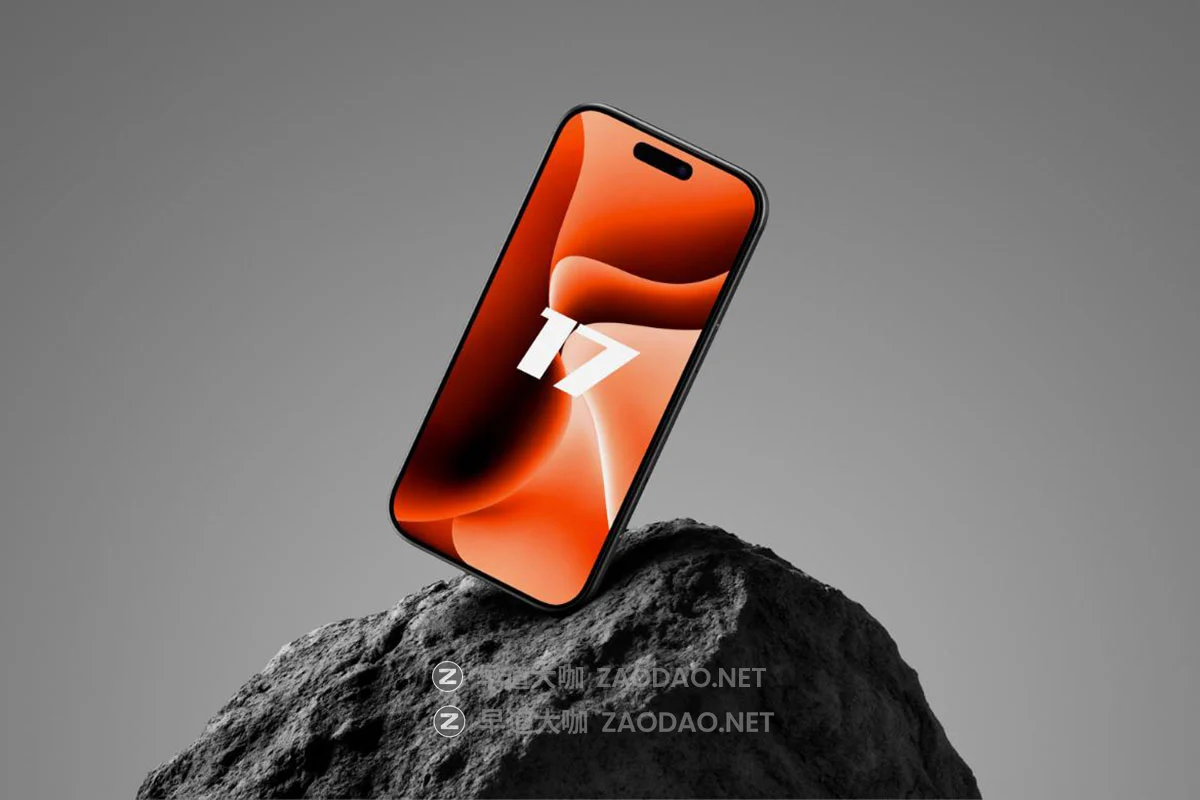 6款石头背景手机ui广告作品集设计苹果iPhone 17 Pro贴图psd样机模板 Dark Theme iPhone 17 Pro Mockup on Stone插图4 6款石头背景手机ui广告作品集设计苹果iPhone 17 Pro贴图psd样机模板 Dark Theme iPhone 17 Pro Mockup on Stone插图4