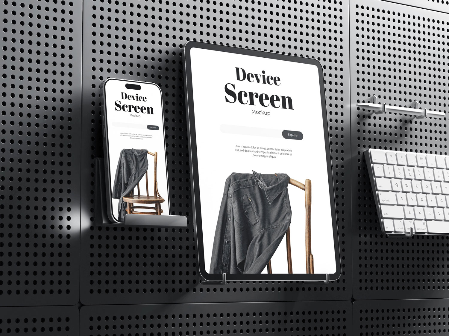 4款创意工业风ui界面广告作品集设计苹果iPhone手机iPad平板Macbook电脑贴图psd样机 Device Screen Mockup特色图 4款创意工业风ui界面广告作品集设计苹果iPhone手机iPad平板Macbook电脑贴图psd样机 Device Screen Mockup