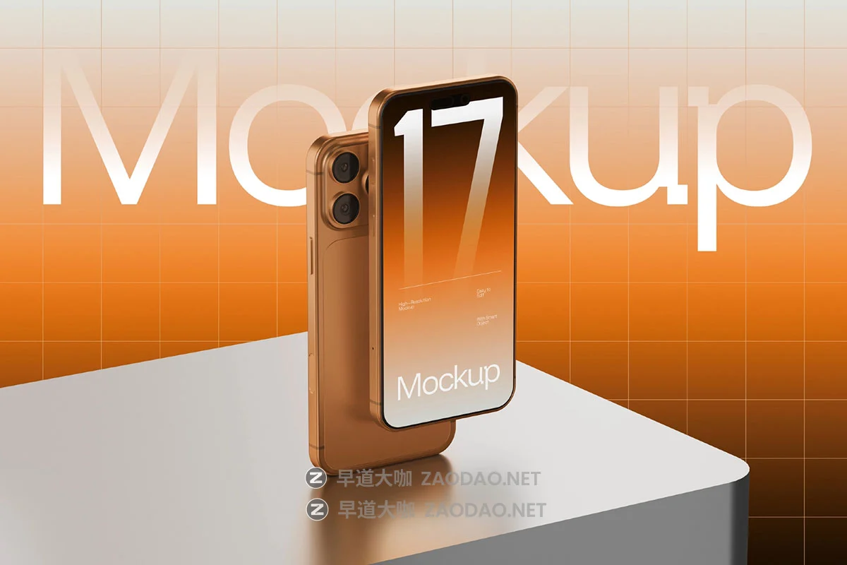 高级工业风ui界面作品集设计苹果iPhone 17手机展示贴图psd样机模板 Elegant Iphone 17 Mockup插图1 高级工业风ui界面作品集设计苹果iPhone 17手机展示贴图psd样机模板 Elegant Iphone 17 Mockup插图1