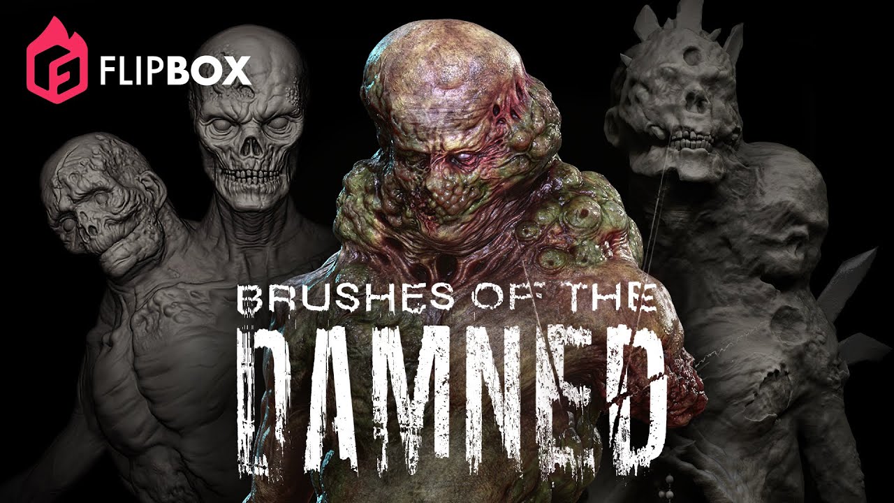 Blender+ZBrush怪物皮肤骨骼鳞片疤痕雕刻建模笔刷素材 FlippedNormals – Brushes of the Damned – Blender & Zbrush FlipBox特色图 Blender+ZBrush怪物皮肤骨骼鳞片疤痕雕刻建模笔刷素材 FlippedNormals – Brushes of the Damned – Blender & Zbrush FlipBox
