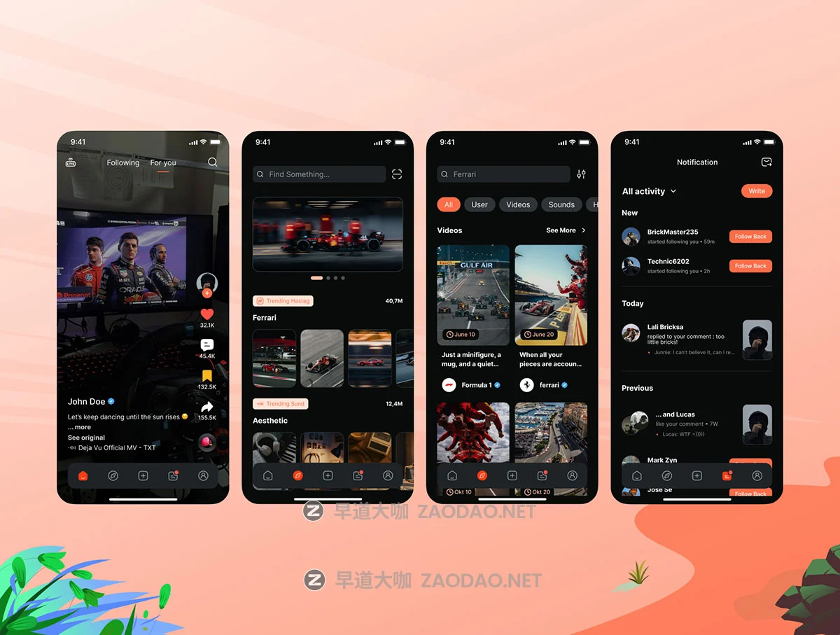 80+屏暗黑社区短视频录制剪辑合成app应用程序ui界面设计figma模板套件 Glimp – Short Video Social Platform (V1)插图4 80+屏暗黑社区短视频录制剪辑合成app应用程序ui界面设计figma模板套件 Glimp – Short Video Social Platform (V1)插图4
