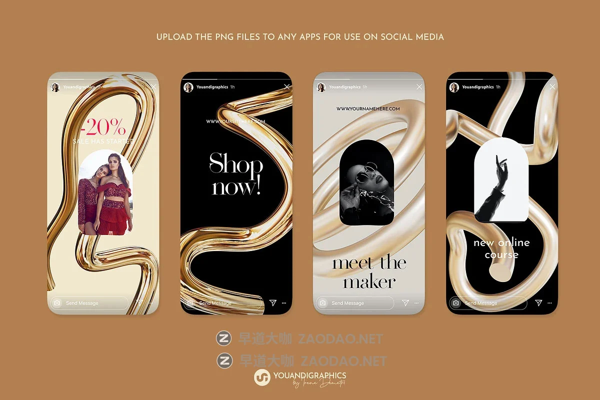 60款抽象艺术金色3D光泽哑光扭曲线条几何图形png免抠图片素材 Golden Flow Abstract 3D Elements插图5 60款抽象艺术金色3D光泽哑光扭曲线条几何图形png免抠图片素材 Golden Flow Abstract 3D Elements插图5