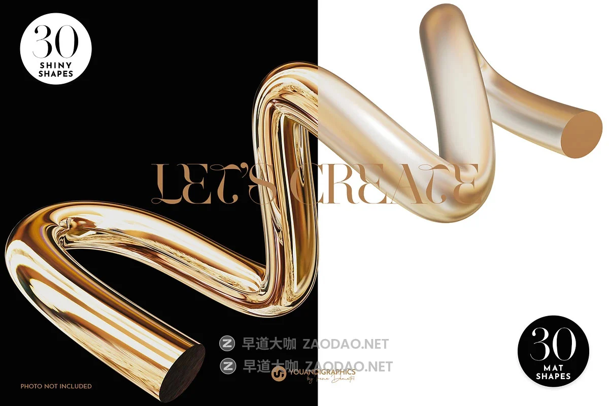 60款抽象艺术金色3D光泽哑光扭曲线条几何图形png免抠图片素材 Golden Flow Abstract 3D Elements插图2 60款抽象艺术金色3D光泽哑光扭曲线条几何图形png免抠图片素材 Golden Flow Abstract 3D Elements插图2