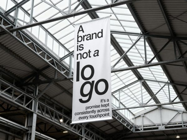 1款悬挂展会发布会吊旗宣传海报设计ps展示效果图样机mockup模板 Hanging Vertical Banner Mockup
