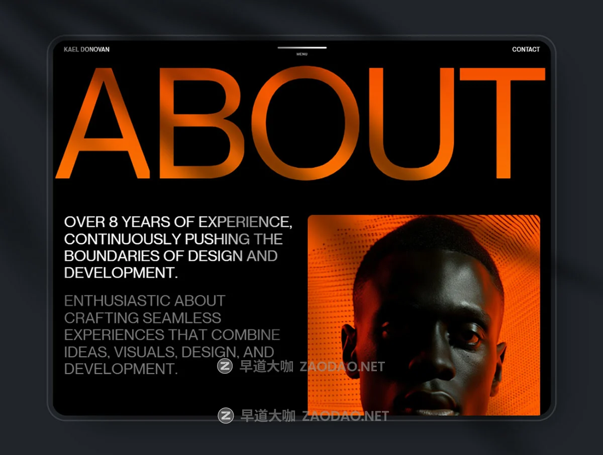 黑暗创意工作室个人作品集案例展示网站ui界面设计figma模板素材+源码 Kael Donovan – Portfolio Coded Template插图2 黑暗创意工作室个人作品集案例展示网站ui界面设计figma模板素材+源码 Kael Donovan – Portfolio Coded Template插图2