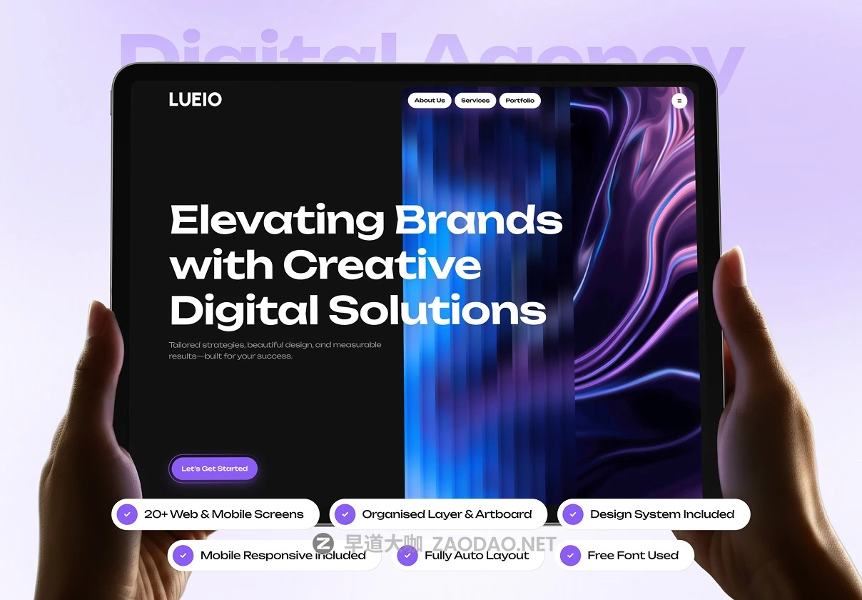 20+屏响应式网络科技数字信息设计展会艺术企业门户网站ui界面设计figma模板 LUEIO – Digital Agency Website UI Kit插图 20+屏响应式网络科技数字信息设计展会艺术企业门户网站ui界面设计figma模板 LUEIO – Digital Agency Website UI Kit插图