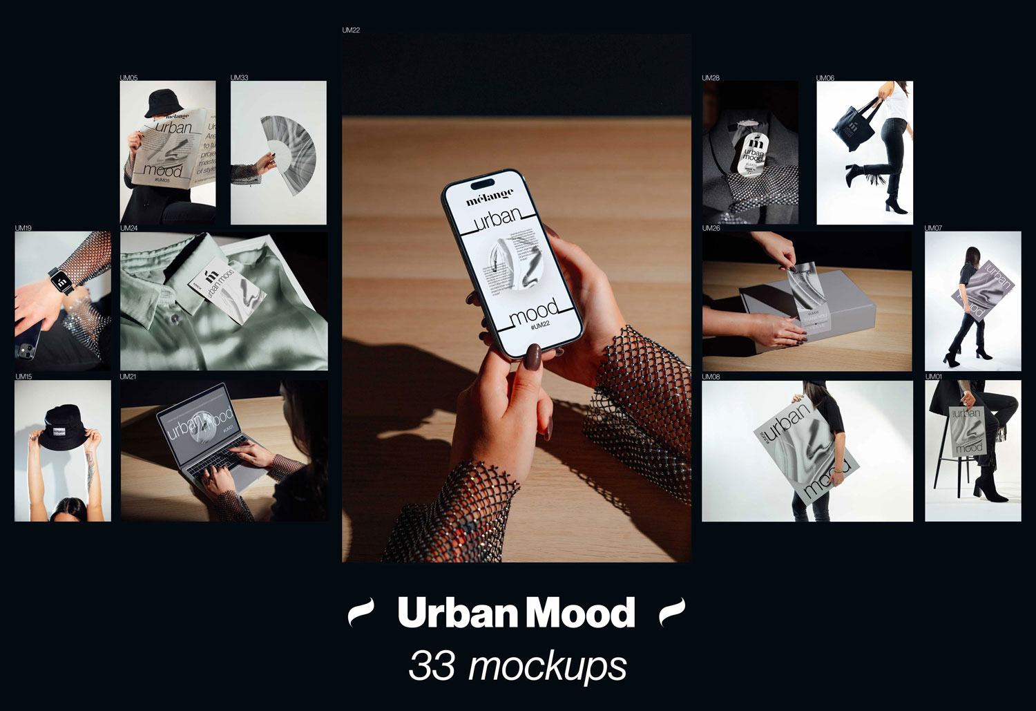 33款国外高级名牌标牌报纸海报扇子帆布袋挂绳渔夫帽手机电脑vi贴图psd样机模板 MelangeMockup – Urban Mood Mockup Collection特色图 33款国外高级名牌标牌报纸海报扇子帆布袋挂绳渔夫帽手机电脑vi贴图psd样机模板 MelangeMockup – Urban Mood Mockup Collection