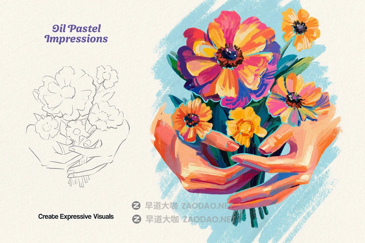 10款蜡笔油画厚涂CSP/PS/AI/Procreate/Affinity笔刷蜡染粗糙纹理素材 Multi-App Oil Pastel Brushes插图4 10款蜡笔油画厚涂CSP/PS/AI/Procreate/Affinity笔刷蜡染粗糙纹理素材 Multi-App Oil Pastel Brushes插图4