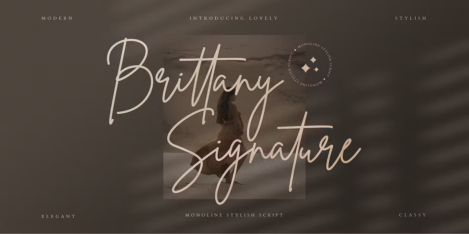 Myfonts – Brittany Signature Font Family 时尚精致曲线流畅作品集婚礼邀请函标题标志手写签名英文字体特色图 Myfonts – Brittany Signature Font Family 时尚精致曲线流畅作品集婚礼邀请函标题标志手写签名英文字体