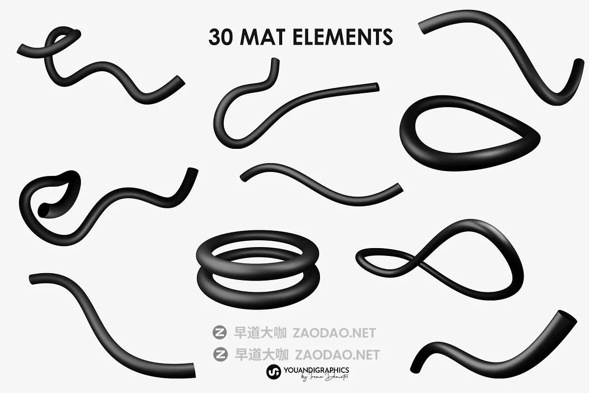 60款黑色高清3D光泽哑光抽象艺术扭曲不规则线条几何图形png免抠图片素材 Neo Forms Abstract 3D Elements插图10 60款黑色高清3D光泽哑光抽象艺术扭曲不规则线条几何图形png免抠图片素材 Neo Forms Abstract 3D Elements插图10