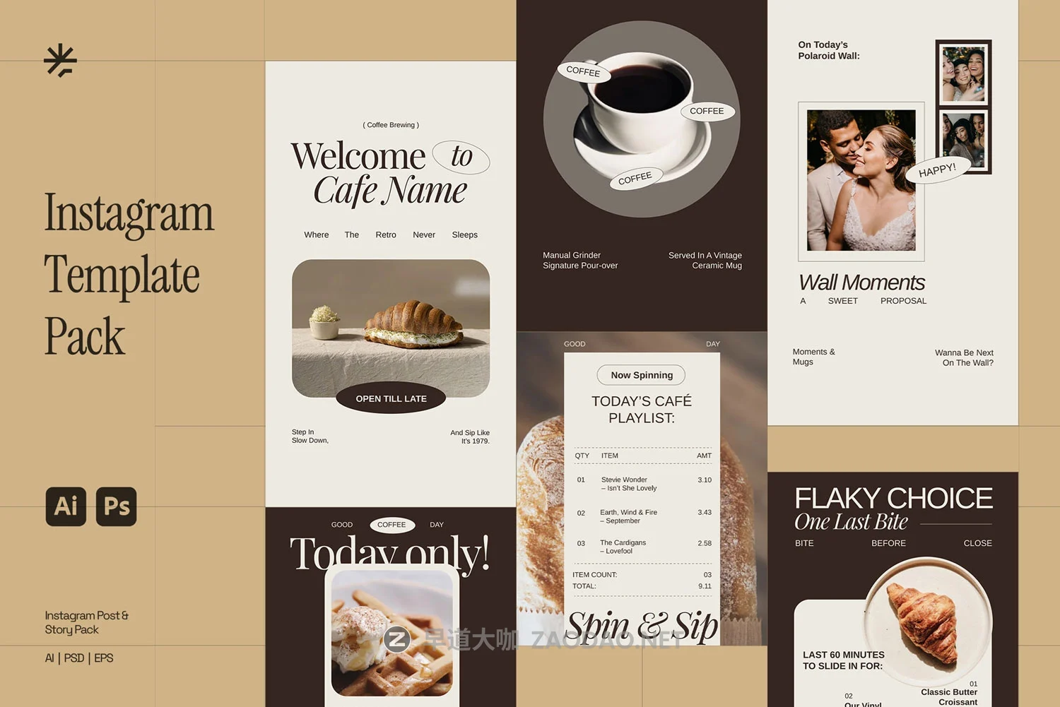 12款怀旧复古美学ins风咖啡蛋糕面包店美食品牌推广公众号推文海报设计psd/ai模板素材 Nostalgic Cafe Instagram Adobe Template插图 12款怀旧复古美学ins风咖啡蛋糕面包店美食品牌推广公众号推文海报设计psd/ai模板素材 Nostalgic Cafe Instagram Adobe Template插图