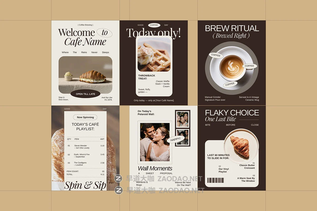 12款怀旧复古美学ins风咖啡蛋糕面包店美食品牌推广公众号推文海报设计psd/ai模板素材 Nostalgic Cafe Instagram Adobe Template插图1 12款怀旧复古美学ins风咖啡蛋糕面包店美食品牌推广公众号推文海报设计psd/ai模板素材 Nostalgic Cafe Instagram Adobe Template插图1