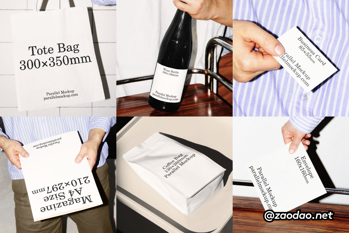 7款国外小众帆布袋红酒瓶名牌杂志卡片信封咖啡包装袋vi贴图效果图psd样机mockup模板 Parallel Mockup – Food Collection P1特色图 7款国外小众帆布袋红酒瓶名牌杂志卡片信封咖啡包装袋vi贴图效果图psd样机mockup模板 Parallel Mockup – Food Collection P1