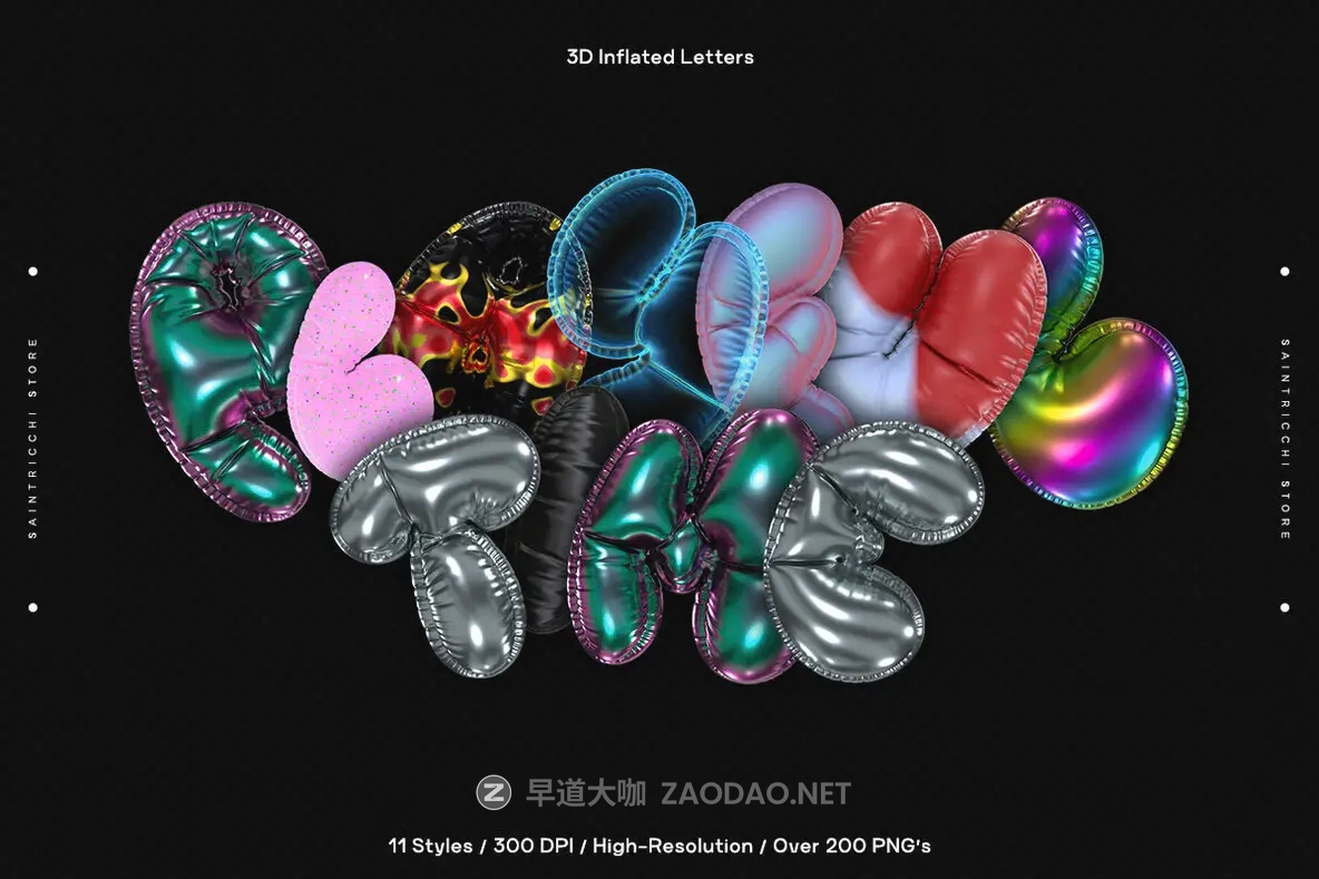 286款潮流多彩金属铝箔气球创意3D大写英文字母设计png免抠图素材 Playful Time – 3D Inflated Letters插图 286款潮流多彩金属铝箔气球创意3D大写英文字母设计png免抠图素材 Playful Time – 3D Inflated Letters插图