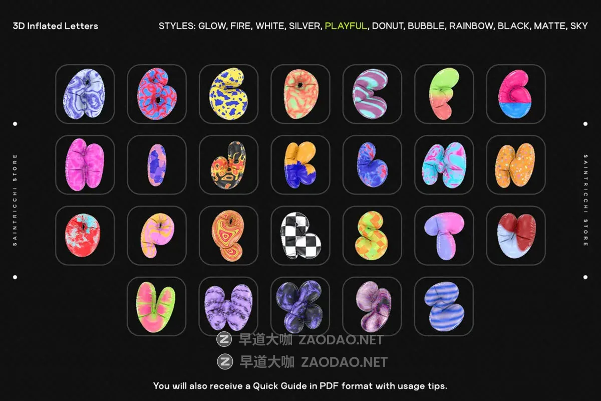 286款潮流多彩金属铝箔气球创意3D大写英文字母设计png免抠图素材 Playful Time – 3D Inflated Letters插图6 286款潮流多彩金属铝箔气球创意3D大写英文字母设计png免抠图素材 Playful Time – 3D Inflated Letters插图6