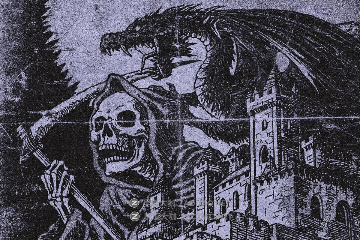 复古做旧粗糙划痕暗黑粗犷恐怖低保真效果图像修图ps特效滤镜插件样机 Retro Dust Comic Effect插图1 复古做旧粗糙划痕暗黑粗犷恐怖低保真效果图像修图ps特效滤镜插件样机 Retro Dust Comic Effect插图1