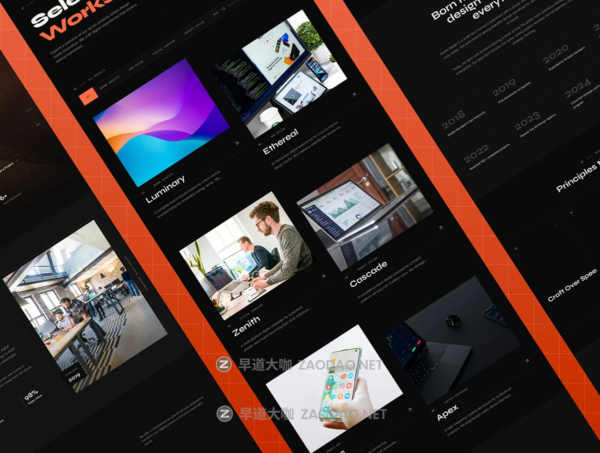 10+屏黑暗创意自主职业者工作室案例网站界面设计React源码模板素材 STUDIO – Premium Digital Agency Template插图4 10+屏黑暗创意自主职业者工作室案例网站界面设计React源码模板素材 STUDIO – Premium Digital Agency Template插图4